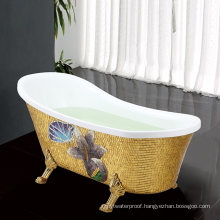 Royal Vintage with Mosaic Surround Freestanding Acrylic Clawfoot Bathtub